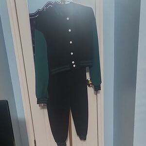 SHEIN Black and Green Straight Leg Jumpsuit